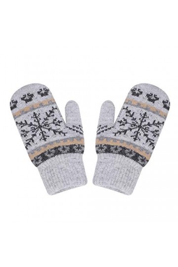 Moufles Femme Chaud Hiver Moufles Tricotés Gants Epais Doux Gant Anti-vent Gloves Motif de Flocon de Neige Mitaines Doigts Co