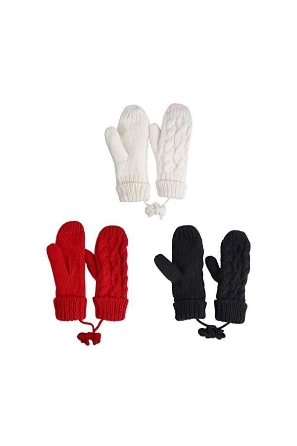 Gants dhiver chauds pour femme - En maille torsadée - Doublure en polaire épaisse isolée chaude - Cadeau de Noël ou dannive