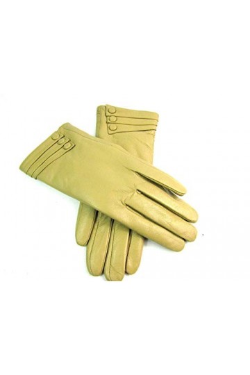 Pour Femme Doux Premium Gants Cuir Entièrement Doublé - Beige Taupe, L