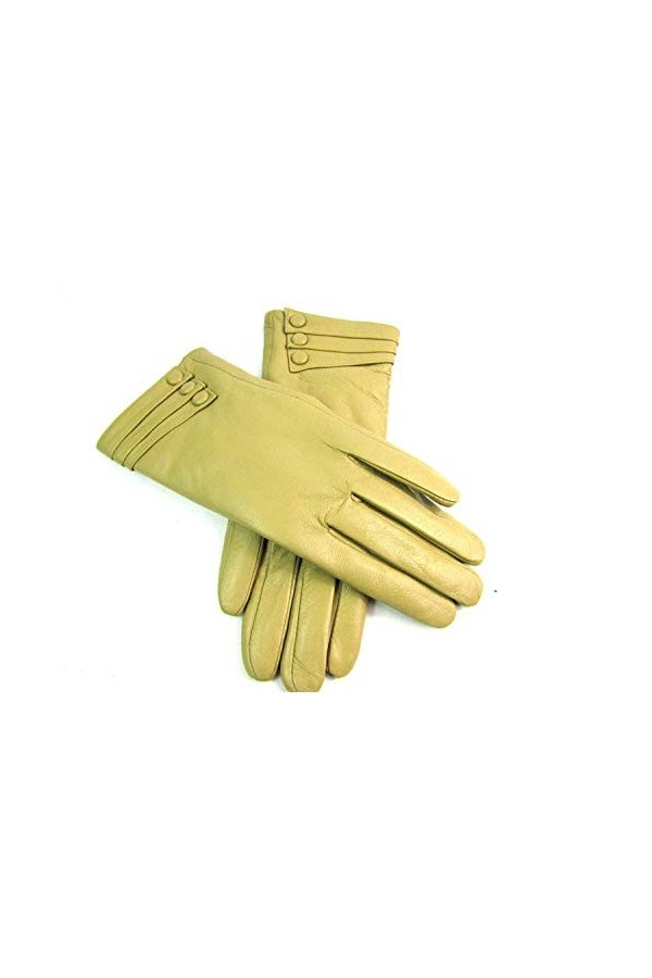 Pour Femme Doux Premium Gants Cuir Entièrement Doublé - Beige Taupe, L