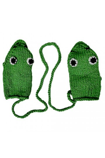 KieTeiiK Gants dhiver tricotés au crochet mignon dessin animé pour la bouche de grenouille yeux moufles chaudes avec St