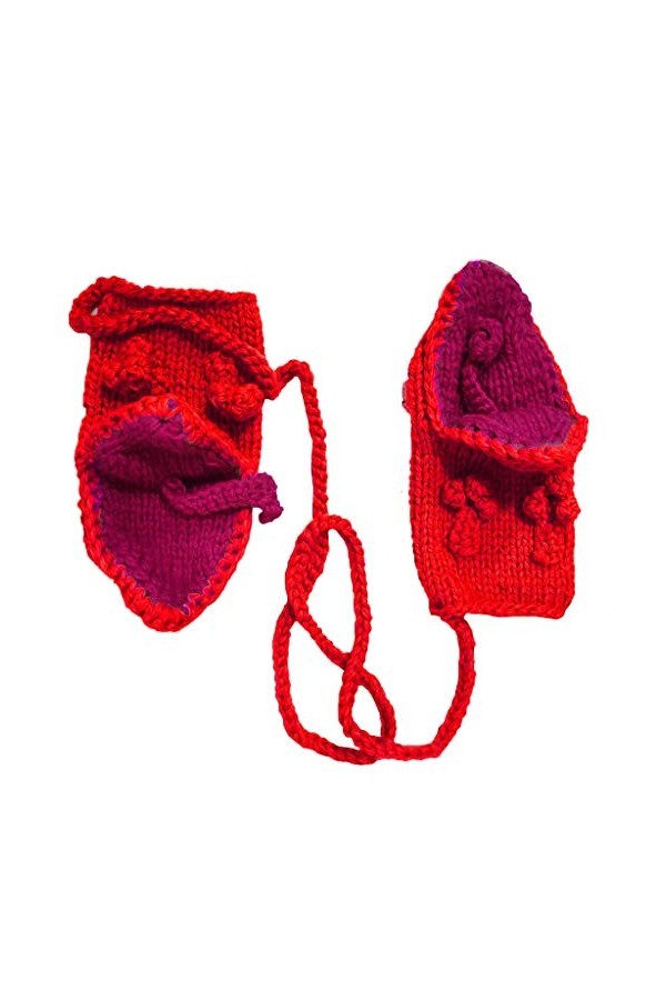 KieTeiiK Gants dhiver tricotés au crochet mignon dessin animé pour la bouche de grenouille yeux moufles chaudes avec St
