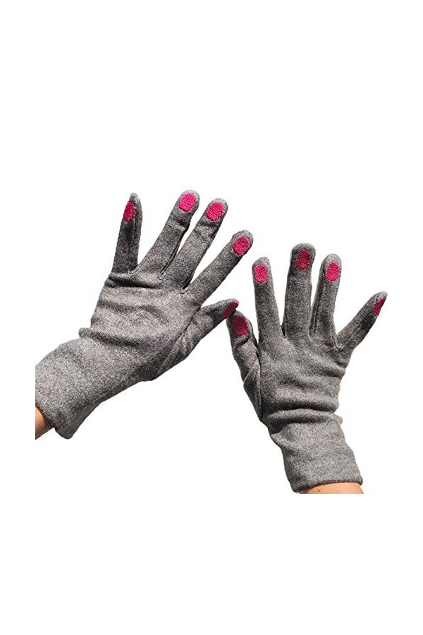 JHD Femmes japonaises drôle Ongles Motif Broderie Gants Hiver épaissir Fausse Laine Cyclisme Conduite Couleur Unie Plein Doig