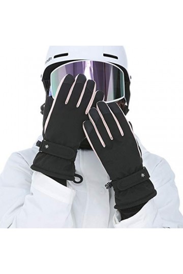 SUCHUANGUANG Femmes Gants de Neige à écran Tactile imperméables Broderie Florale Mitaines Chaudes Thermiques Mitaines de Ski 