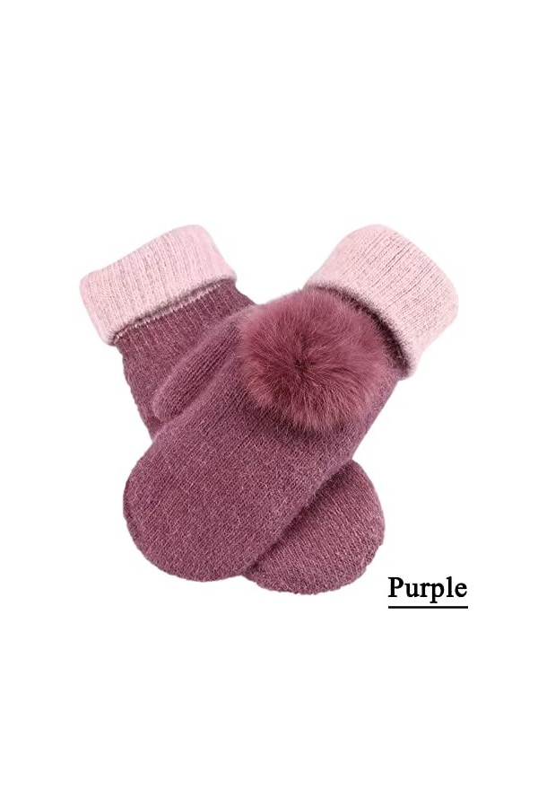 Gants thermiques pour femme - Gants dhiver chauds avec doublure en polaire - Poignets élastiques - Gants doublés chauds - Mi