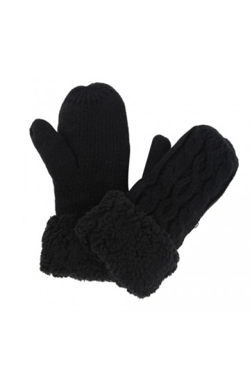 A2ZUKFASHION Mitaines épaisses en laine pour femme - Chaudes - Pour lextérieur - Thermique - Doux et confortable, noir uni, 