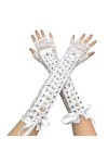 Gants de femmes gants de maille à poisson long bandage à manches à manches de lace