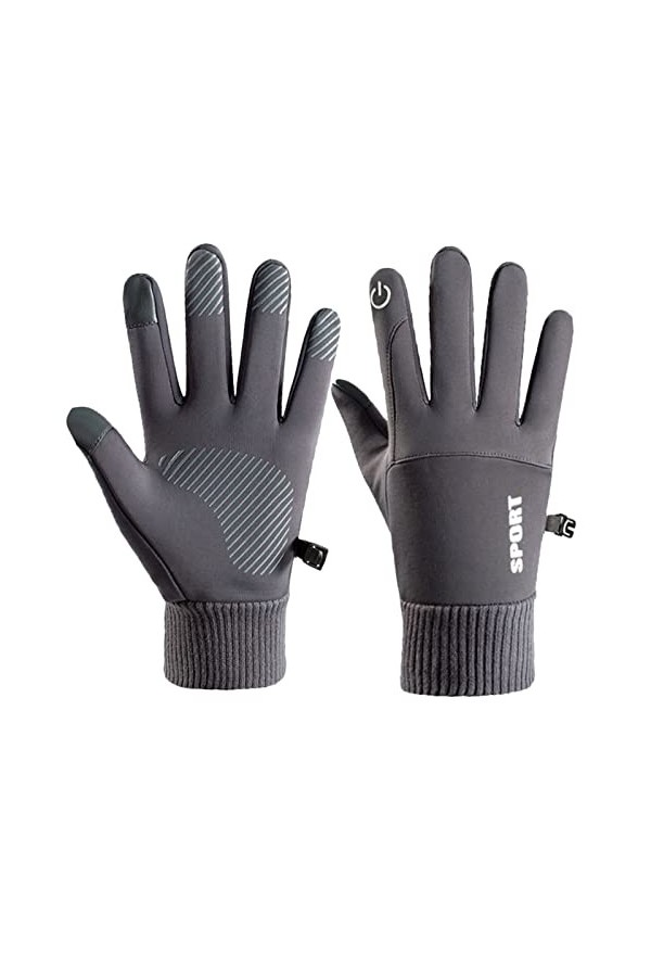 Gants antidérapants chauds pour femme avec boucle et velours - Gants dhiver pour femme - Pour temps froid - Gris foncé - Tai