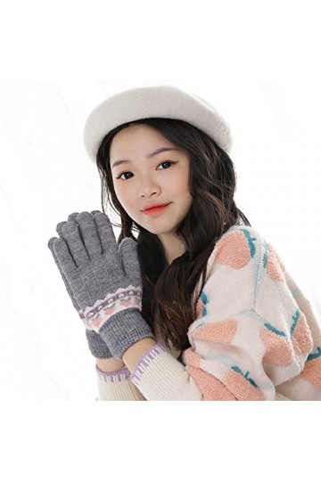 Gants Chauds Pour Femme Dames DHiver Et Gants Chauds Épais En Velours Pour LÉquitation En Plein Air Gants Tricotés Gris
