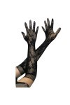 Gants dhiver Évider Punk Glov Femmes Sexy Gants Noirs Doigt Complet élégant Dame Costume de Danse Dentelle sans Doigts Maill