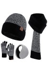 Aneco Gants dhiver en tricot pour homme, écharpe, bonnet, cache-oreilles et gants tactiles pour homme et femme, Gris clair e