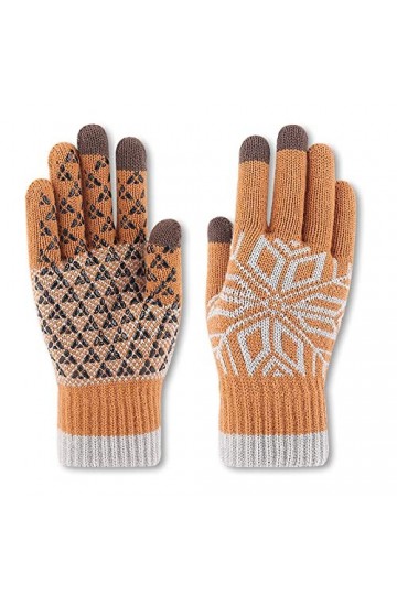 Gants Pour Femmes Gants Tricotés Antidérapants Gants À Écran Tactile Hiver Pour Hommes Plus Velours Plus Épais Jaune