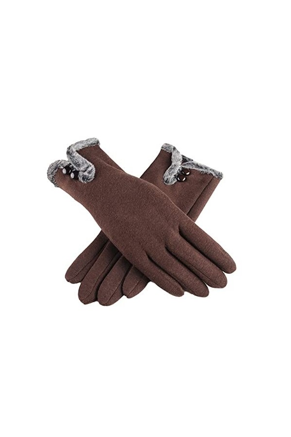 Gants dhiver pour femme - Chauds - Non inversés - En velours - Cachemire - Pour le sport, le cyclisme, les écrans tactiles -