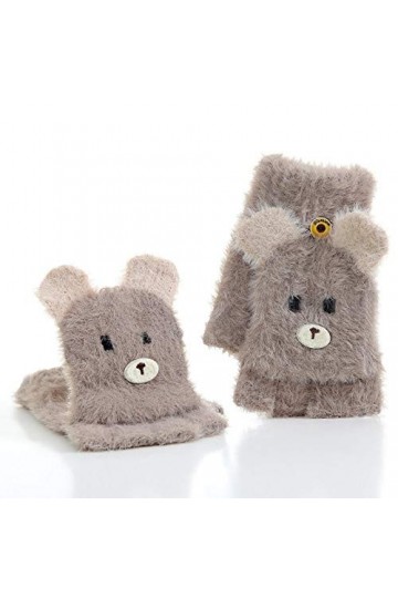 Gants sans Doigts pour Femmes,Gants Thermiques dhiver Mignons pour Fille Gants sans Doigts Écran Tactile Mitaines Tricotées 