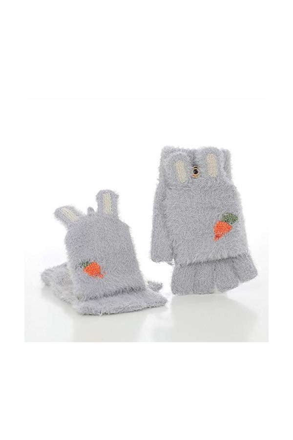 Gants sans Doigts pour Femmes,Gants Thermiques dhiver Légers Mignons pour Fille Gants sans Doigts Écran Tactile Mitaines Tri