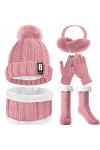 WEASIC Packs Bonnet, écharpe Et Gants Femme Ensemble Bonnet Echarpe Femme Chaussettes Antidérapantes Chaudes Thermiques Femme