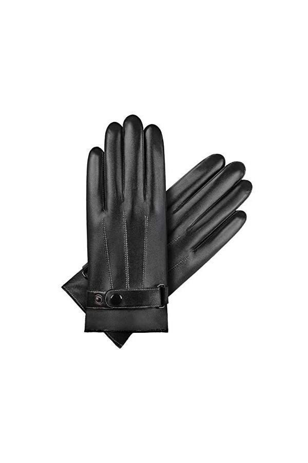 FUFU Moufles Gants À Écran Tactile, Gants en Cuir, Chaud en Hiver, Textos De Gants De Conduite