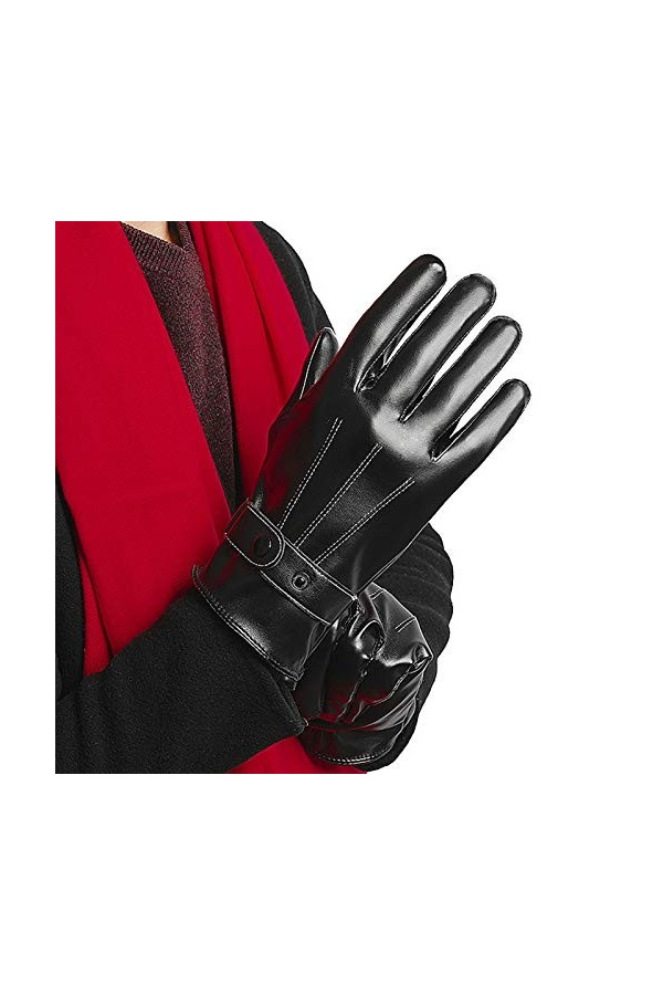 FUFU Moufles Gants À Écran Tactile, Gants en Cuir, Chaud en Hiver, Textos De Gants De Conduite