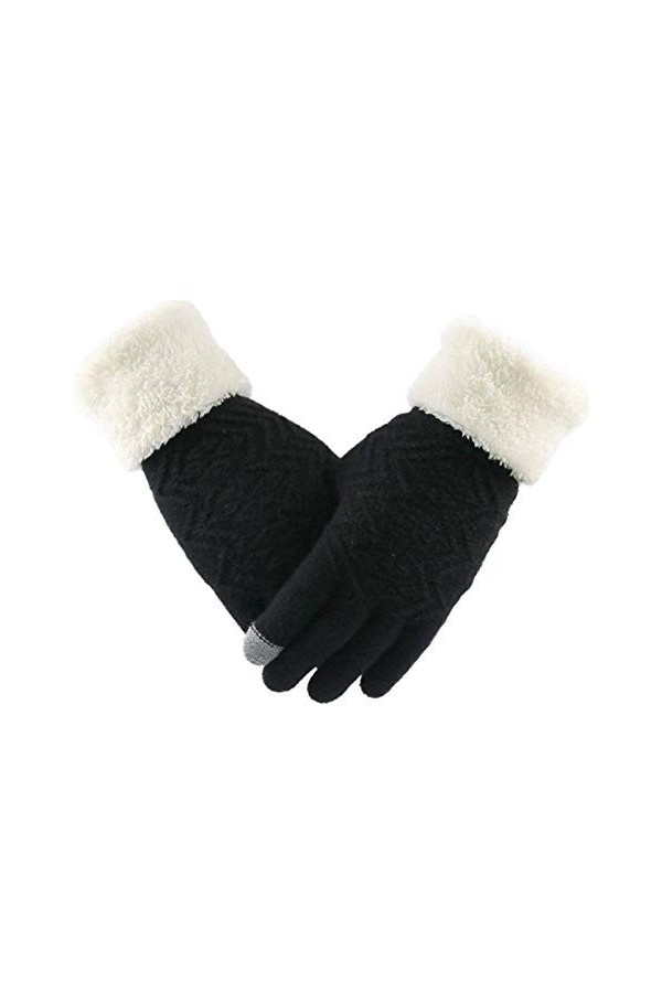 AiKoch Hiver Femmes Gants Tricotés Touch Gants Femme Écran Épaissir Chaud Doigt Pleine Fleur Souple Extensible Tricotent des 