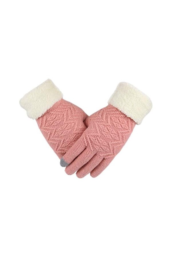 AiKoch Hiver Femmes Gants Tricotés Touch Gants Femme Écran Épaissir Chaud Doigt Pleine Fleur Souple Extensible Tricotent des 