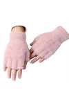 DDMINE Gants Demi-Doigts Femmes en Plein air Laine tricoté Mitaines Automne Hiver Chaud Solide Extensible Main Poignet Bras P