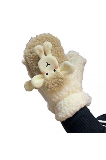 LYWYOUDDKH Gants dhiver en Faux Molleton Mouton de Dessin animé Moufles doublées en Peluche avec Ficelle