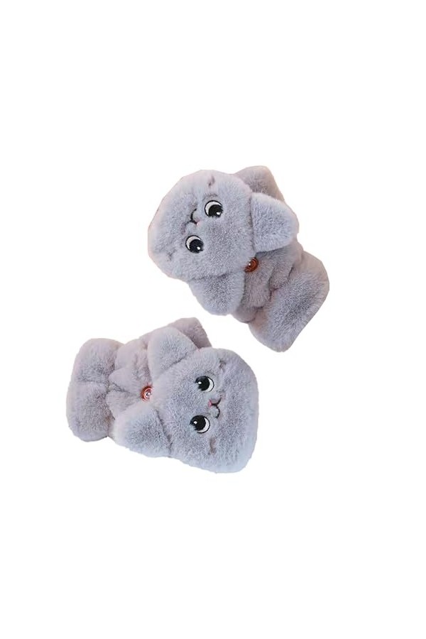 TAHUAON Mitaines thermiques à rabat doux et moelleux pour écran tactile - Gants dhiver chauds pour homme et femme, blanc, ta