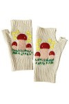 Mitaines dhiver en tricot extensible avec motif champignon, blanc, Taille Unique