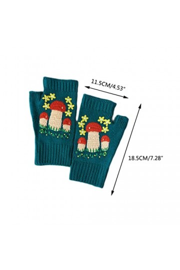 Mitaines dhiver en tricot extensible avec motif champignon, blanc, Taille Unique