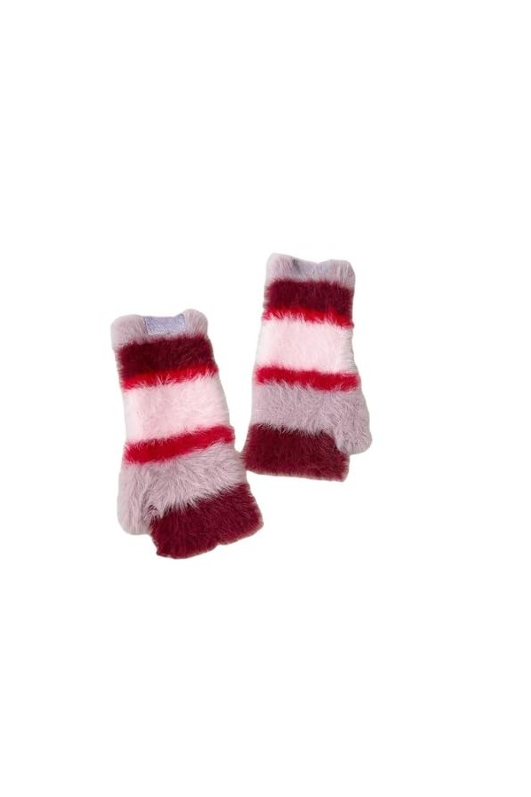 Gants Demi Doigts Pour Femmes Gants Sans Doigts En Fourrure Colorée Pour Femmes Mitaines Thermiques DHiver Trou Pour Le Pouc