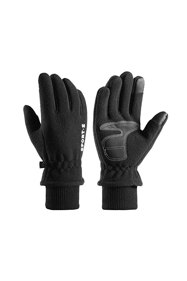 Plus Gants déquitation avec boucle, gants dhiver en velours, antidérapants et chauds, gants dhiver pour femme, Noir , tail