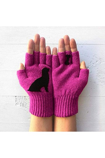 Prevently Gants dimpression en os de chien chauds pour lautomne et lhiver - Pour femmes - Cadeau de Noël pour adultes, lil