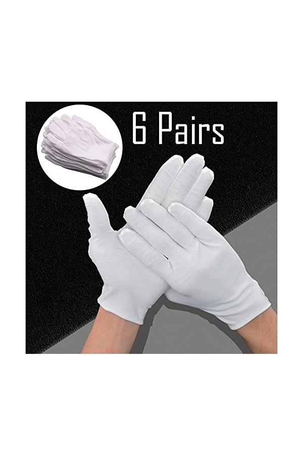Lot de 6 paires de gants doux en coton numismatique pour femme - Gants danalyse blancs - Gants chauffants pour temps froid