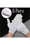 Lot de 6 paires de gants doux en coton numismatique pour femme - Gants danalyse blancs - Gants chauffants pour temps froid