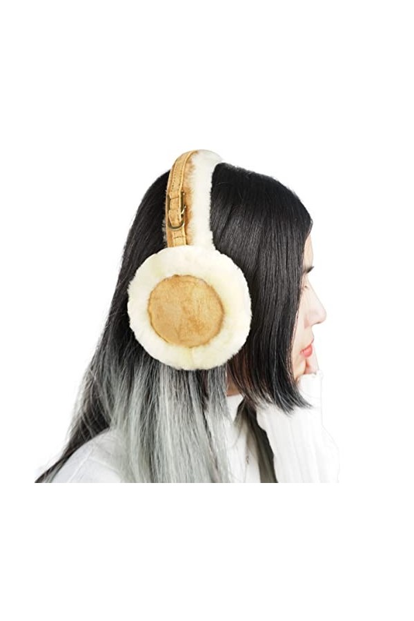 CoolChange Cache-oreilles doux pour femmes en fourrure dagneau et daim