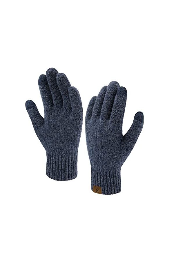 Bequemer Laden Femmes Hiver Chaud Gants Tactiles Thermique Tricoter Gants pour Temps Froid, Noir, Taille unique