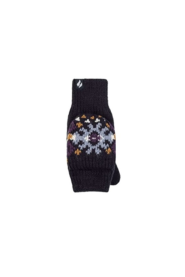 HEAT HOLDERS SOCKSHOP Femme Heather À motifs Mitaines de convertisseur Paquet de 1 Noir Taille unique