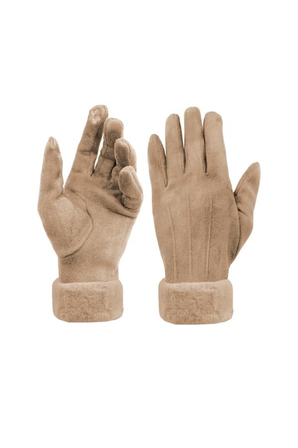 Van Der Rich ® - Gants Fourrure Gants Tactile - Femme Marron, TU 