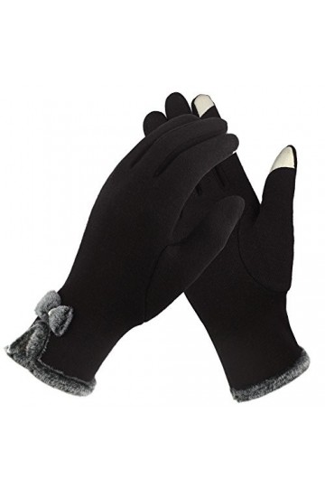 Gants Femme à Ecrans Tactiles Gants Hiver Chaud, Noir, Taille unique