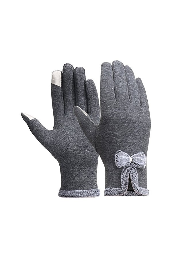 Gants Femme à Ecrans Tactiles Gants Hiver Chaud, Noir, Taille unique