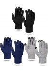 BBTO 3 Paires de Gants à Écran Tactile Gants Doublés en Polaire Gants Tricotés pour Hiver Noir, Noir Chanvre, Bleu Chanvre 