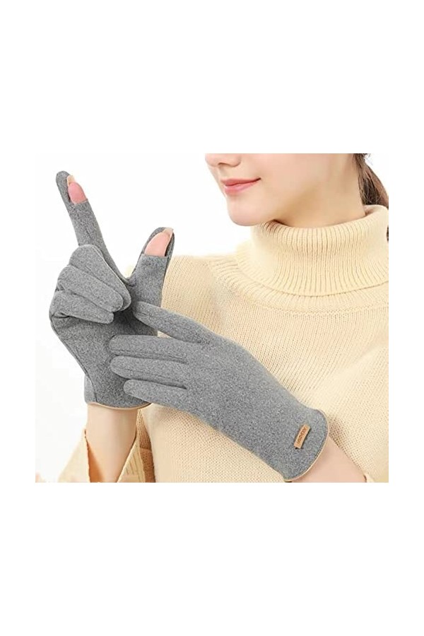Gants d’Hiver pour Femme, Élégant Gants en Daim Chaud Gant à Écran Tactile Doublure Velours Doux, Gants de Cyclisme Coupe-Ven