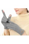Gants d’Hiver pour Femme, Élégant Gants en Daim Chaud Gant à Écran Tactile Doublure Velours Doux, Gants de Cyclisme Coupe-Ven