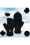 Bencailor 4 Paires Gants dhiver à Écran Tactile Mitaines à Rabat Chaudes Gants Tricoté sans Doigts Noir 