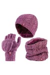 HEAT HOLDERS - Femme Polaire Thermique Tricot Bonnet, Cache-Cou et Gants sans Doigts Taille unique, Bleu Sombre 
