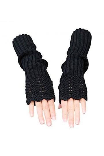 Novawo Femmes Echelle Design Hiver Chaud Tricot armers bras long Gants,Noir,Taille unique