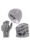 HEAT HOLDERS - Femme Polaire Thermique Tricot Bonnet, Cache-Cou et Gants sans Doigts Taille unique, Bleu Sombre 