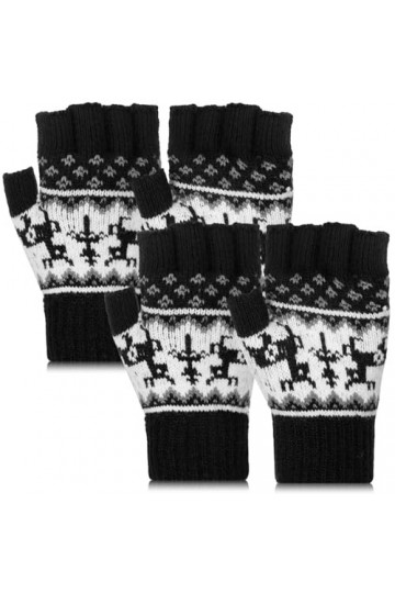 Bencailor 2 Paires Gants en Tricot sans Doigts pour Femme Mitaines dHiver Chaudes Gants Thermiques Demi-Doigts pour Sports