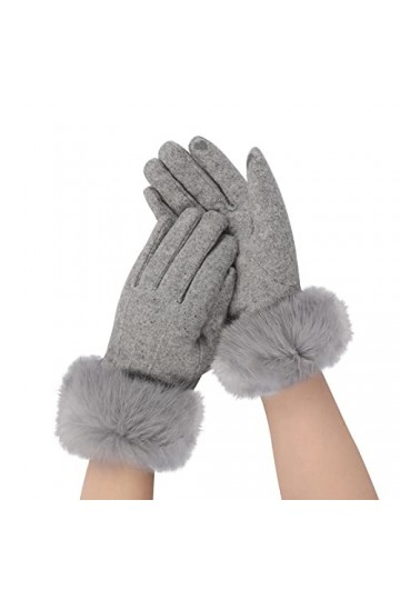 OhMill Gants Fourrure de Lapin à Écran Tactile Moufle Femme dHiver Gants Chauffants Mitaine Plein-Doigts Moufle dHiver Chau