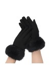 OhMill Gants Fourrure de Lapin à Écran Tactile Moufle Femme dHiver Gants Chauffants Mitaine Plein-Doigts Moufle dHiver Chau